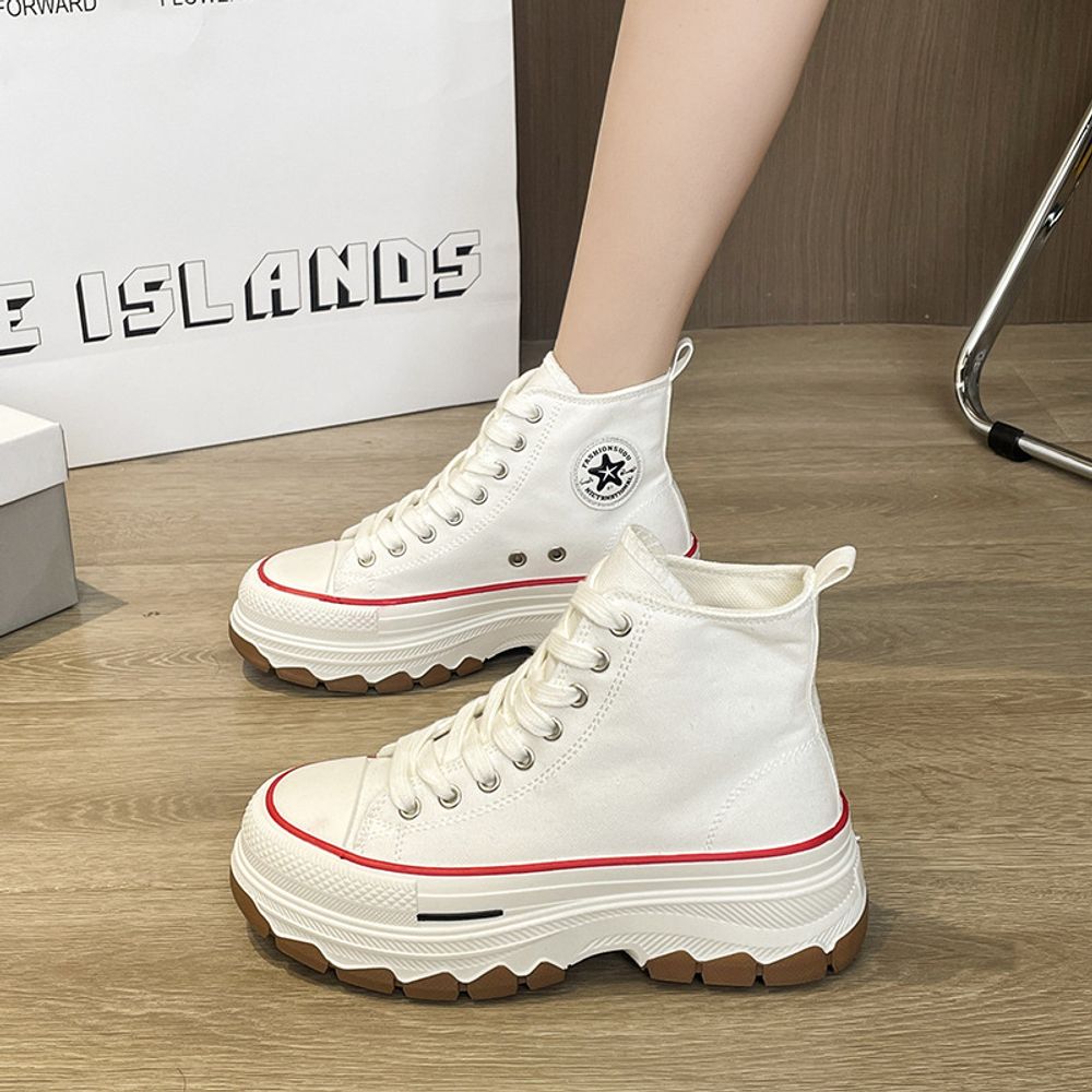 High Heeled Canvas Shoes