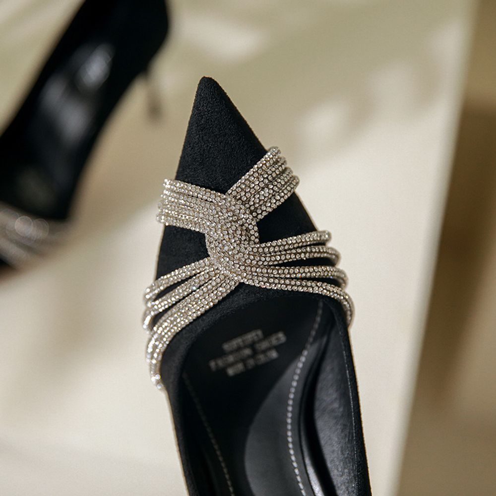 Black Rhinestone Heels