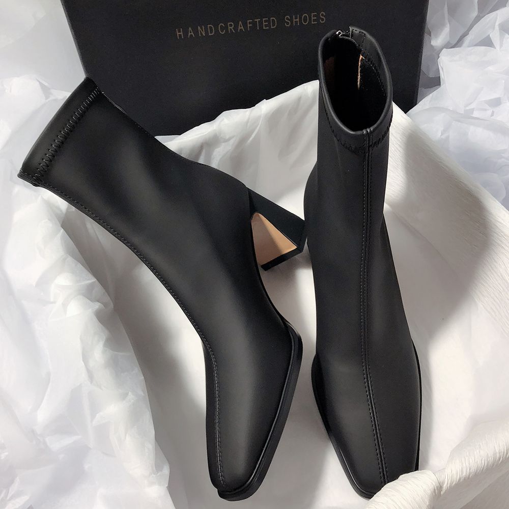 Thick Heeled Matte Boots