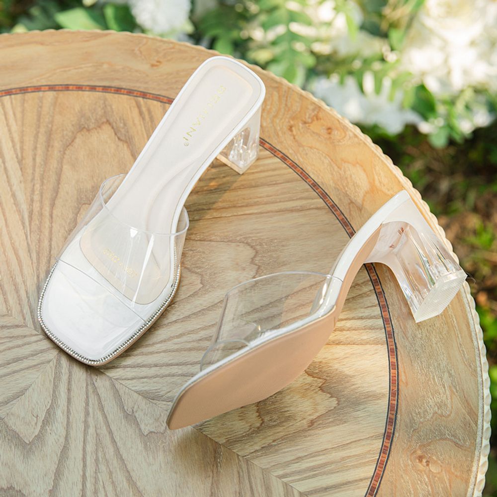 Thick Heeled Transparent Heels