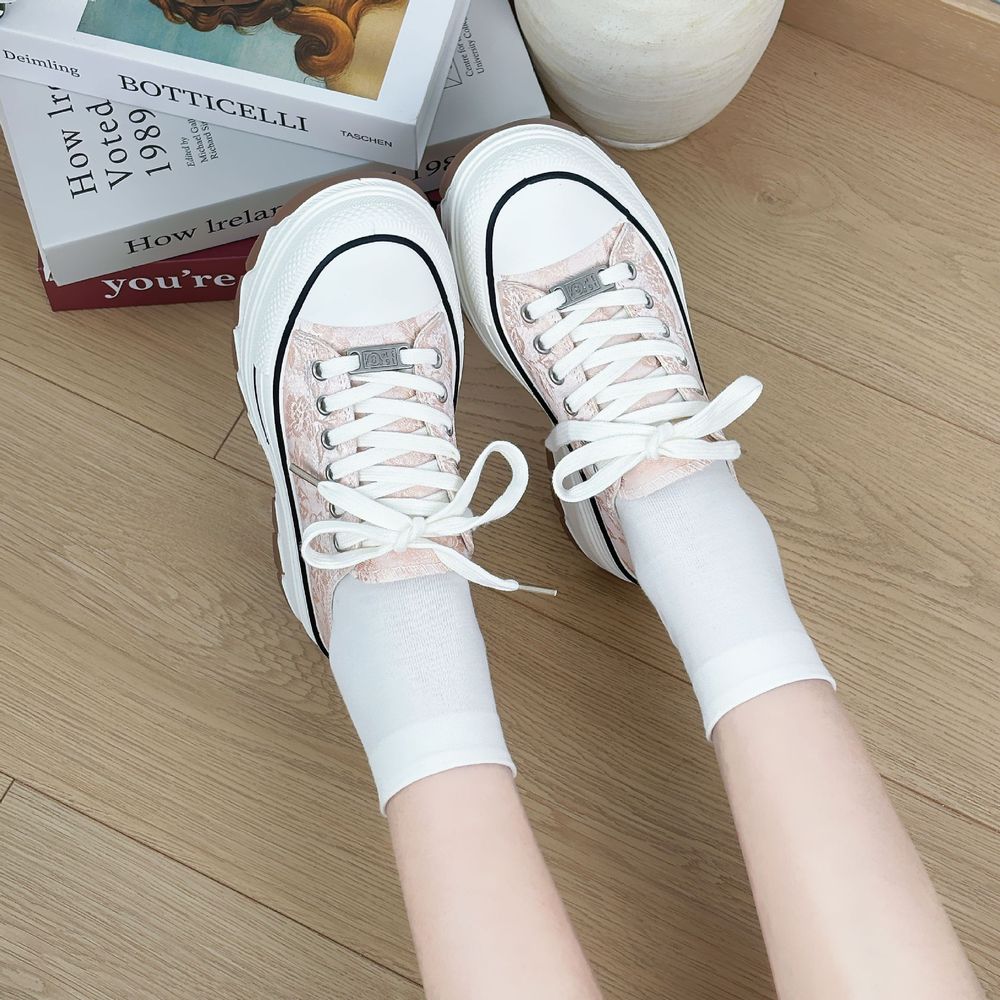 High Heeled Canvas Sneakers