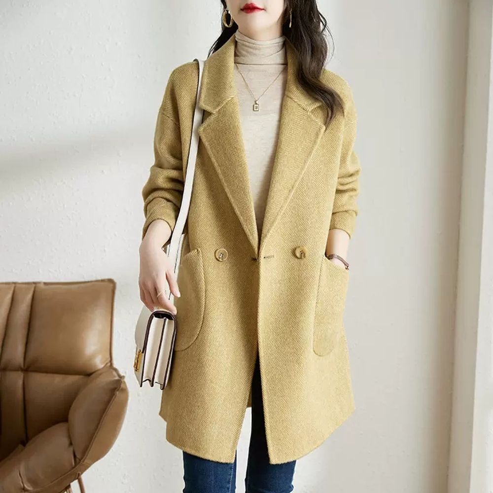 Woolen Medium Length Overcoat