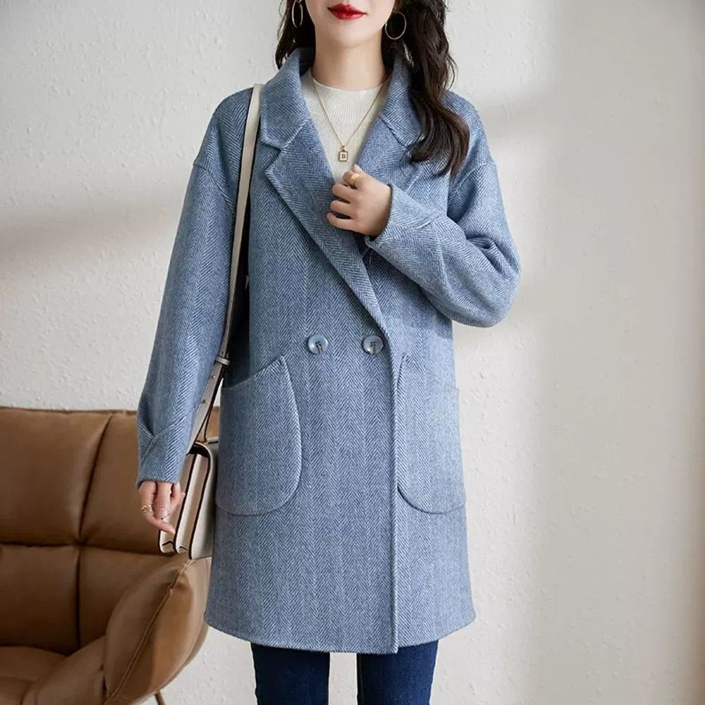 Woolen Medium Length Overcoat