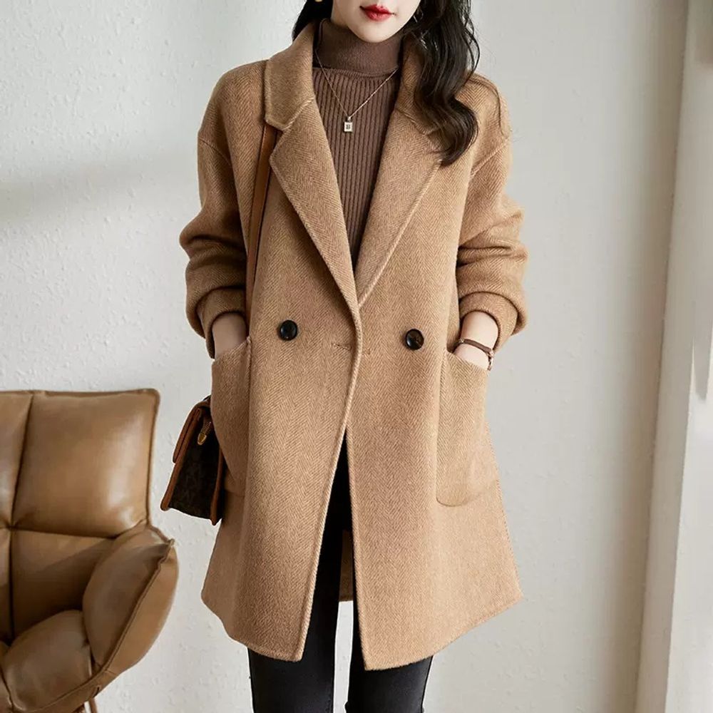 Woolen Medium Length Overcoat