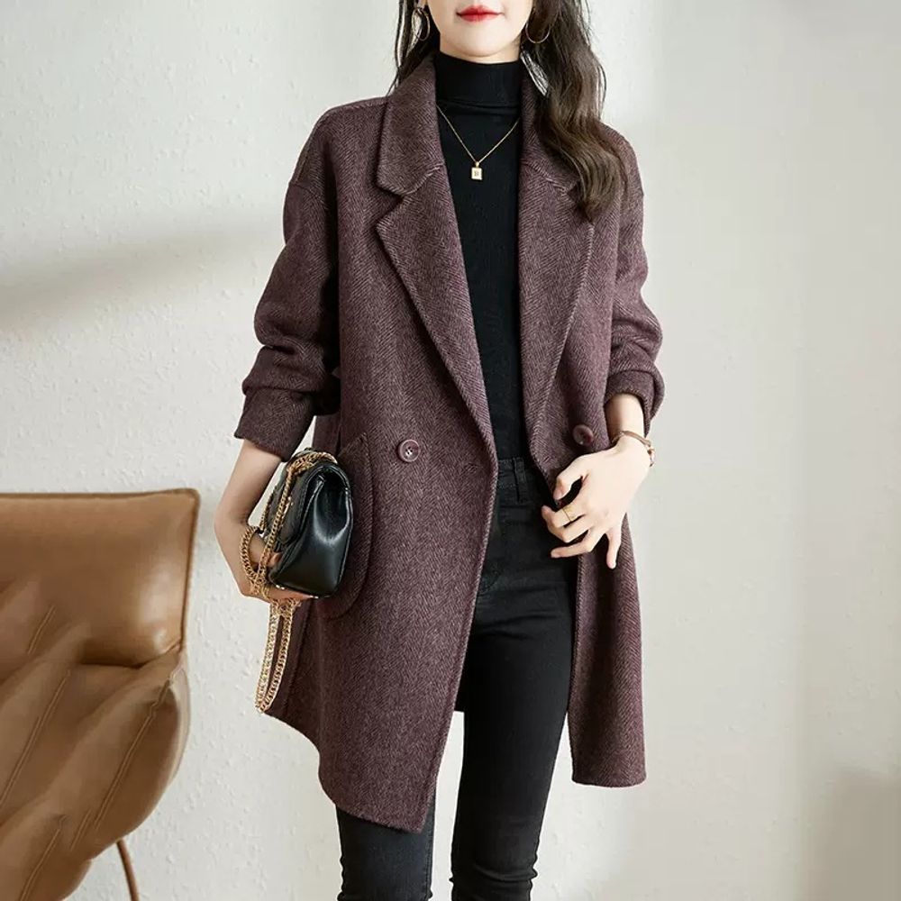 Woolen Medium Length Overcoat