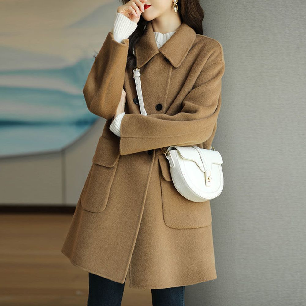 Woolen Medium Length Overcoat