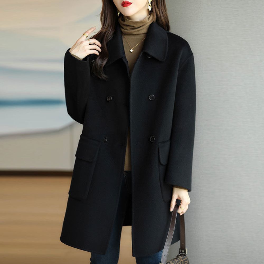Woolen Medium Length Overcoat