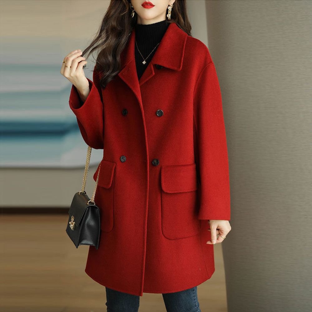 Woolen Medium Length Overcoat