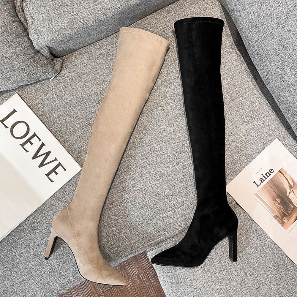 Over the knee suede boots