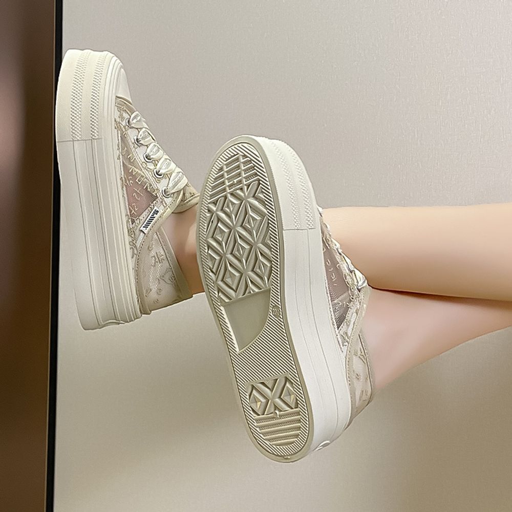 High Soled Mesh Canvas Shoes