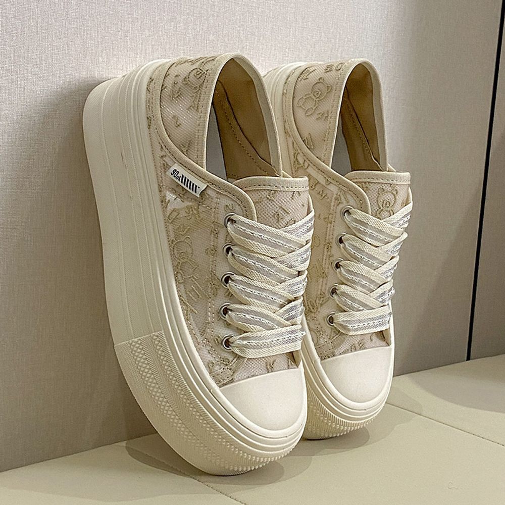 High Soled Mesh Canvas Shoes