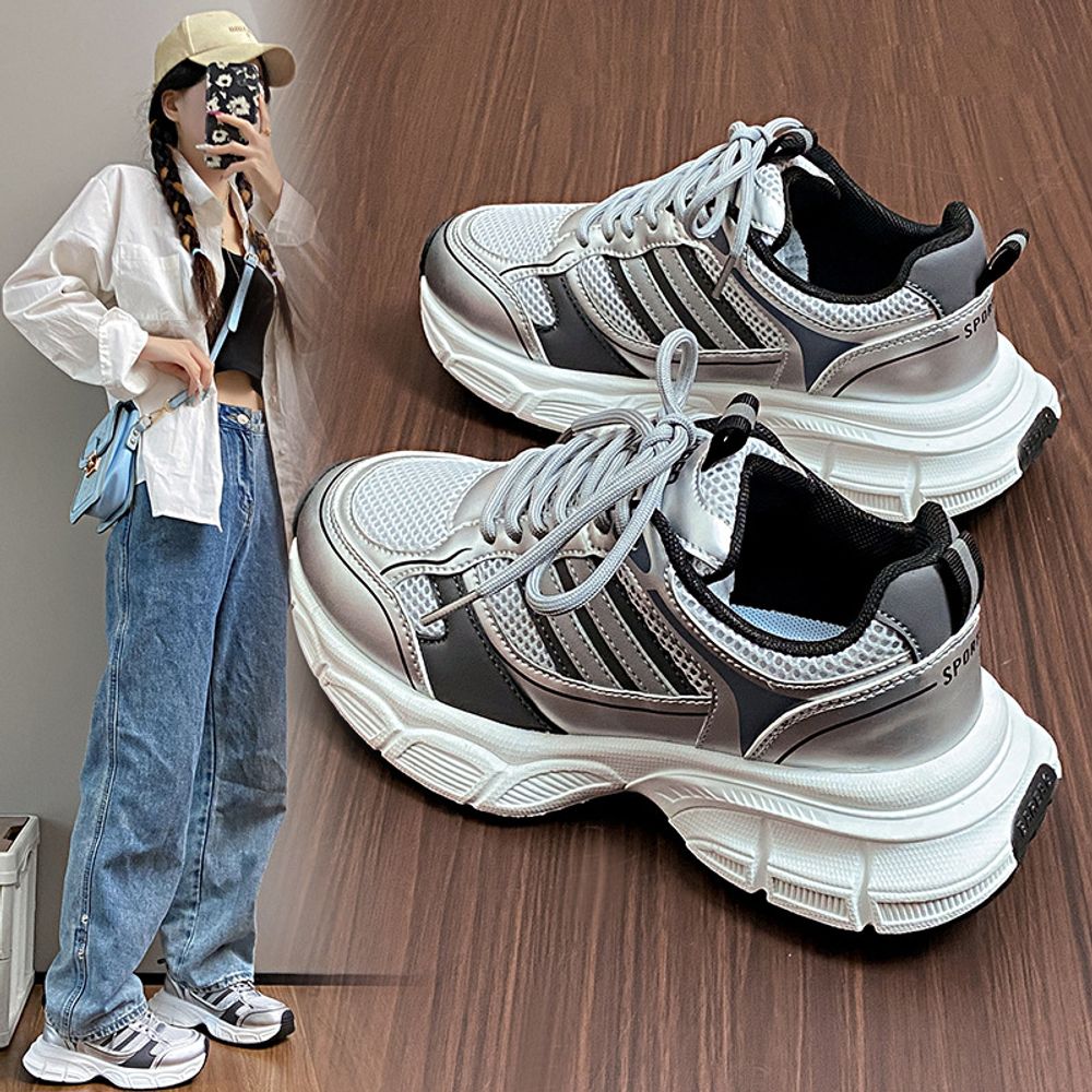 Thick Soled Mesh Sneakers