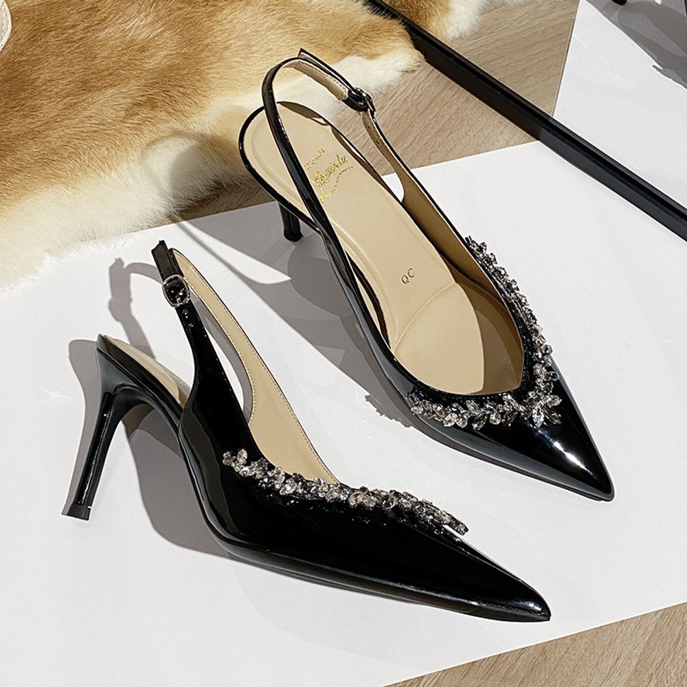 Rhinestone Top Pointed Heels