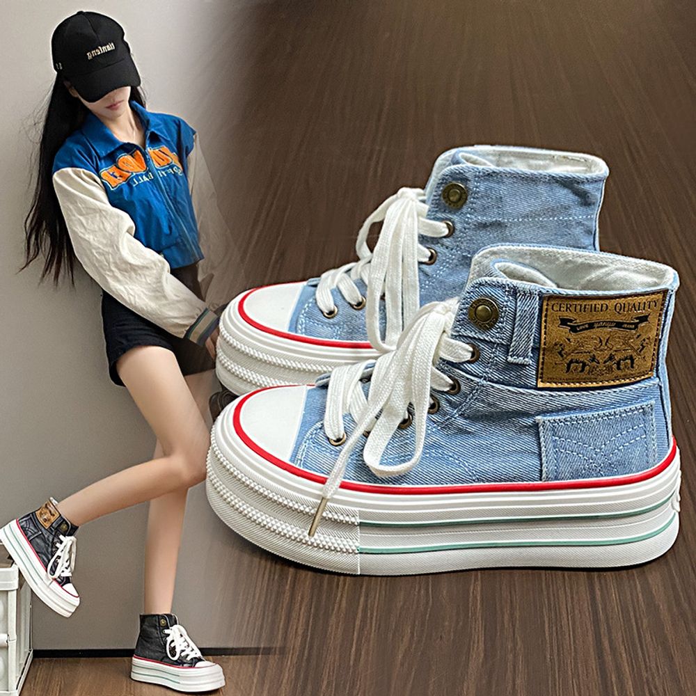 High Neck Denim Sneakers