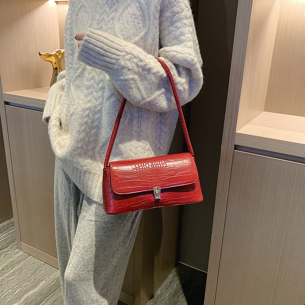 Crocodile Leather Shoulder Bag