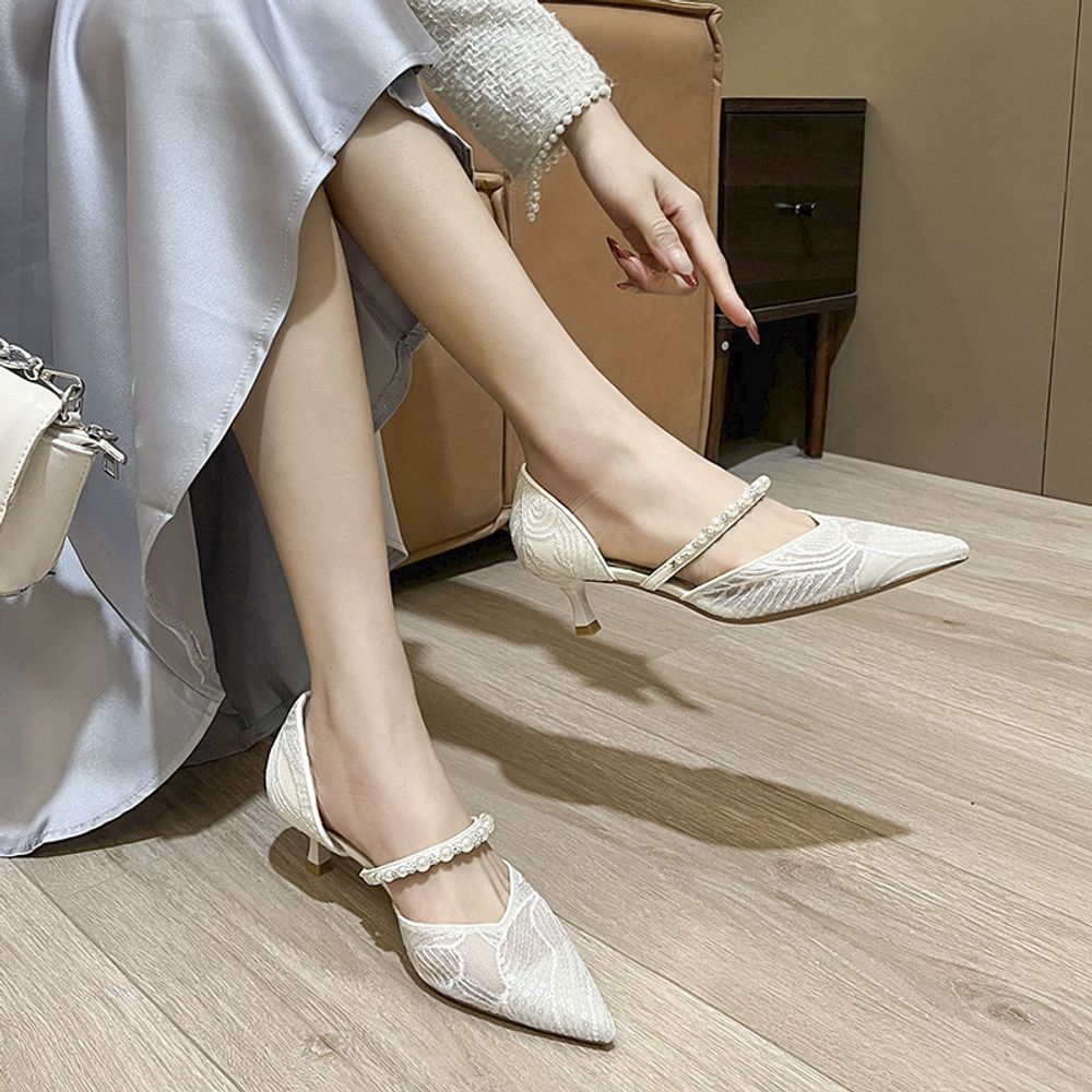 Mesh Pointed Heels