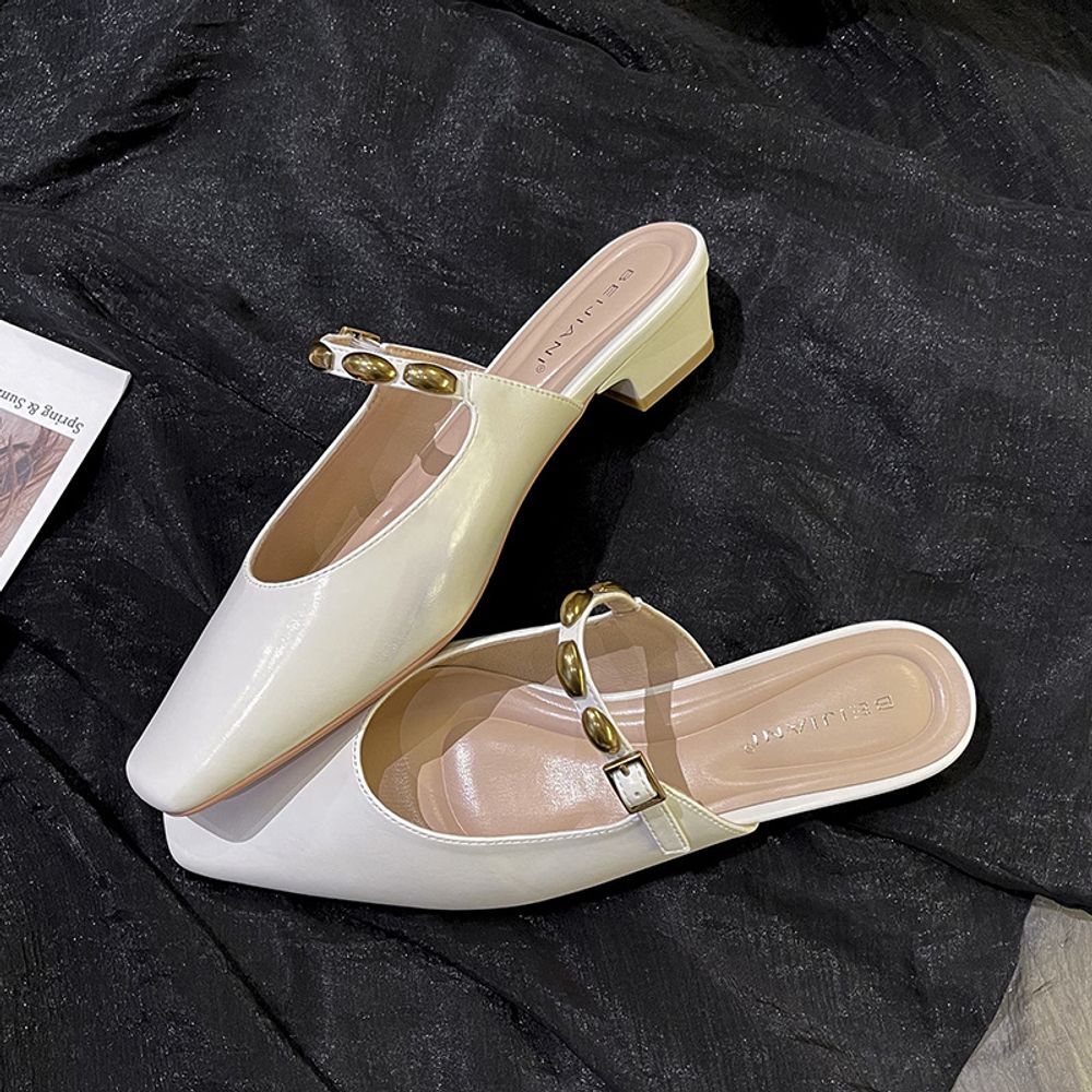 Square-toe Mules Slippers