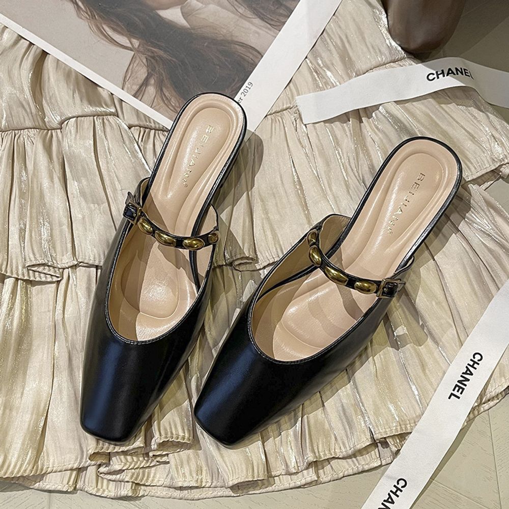 Square-toe Mules Slippers