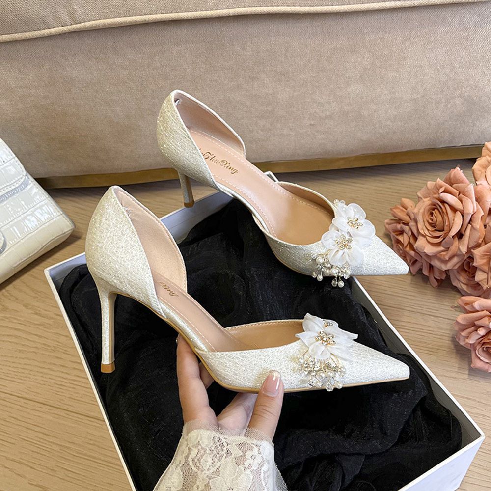 Flower top Side Hollow High Heel