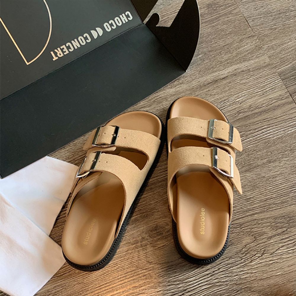 Thick Bottom Leather Slippers