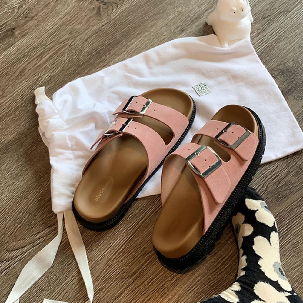 Thick Bottom Leather Slippers