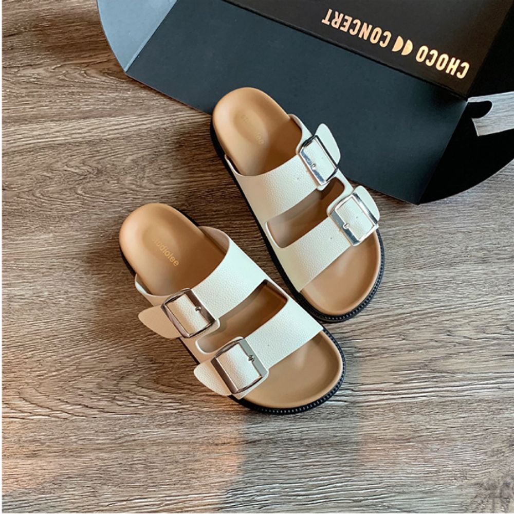 Thick Bottom Leather Slippers