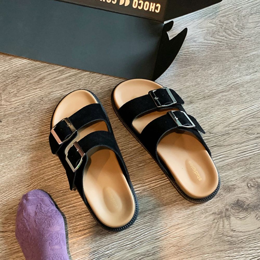 Thick Bottom Leather Slippers