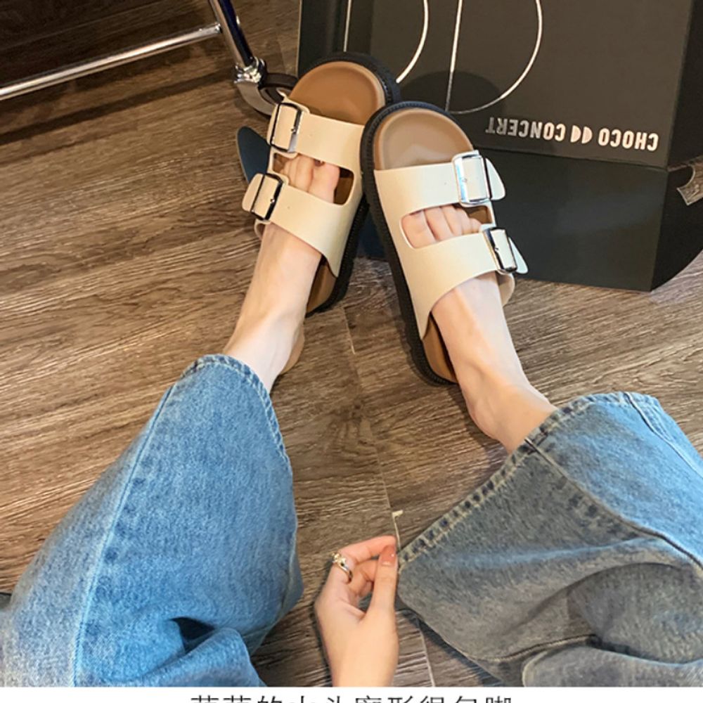 Thick Bottom Leather Slippers