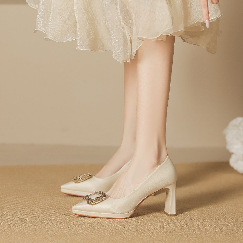 Thick Heel Pointed Heels