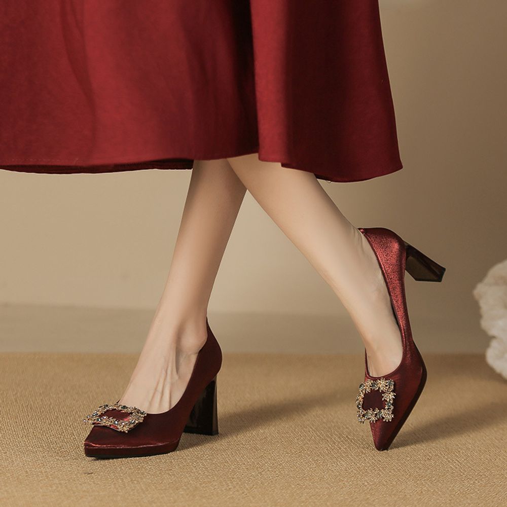 Thick Heel Pointed Heels