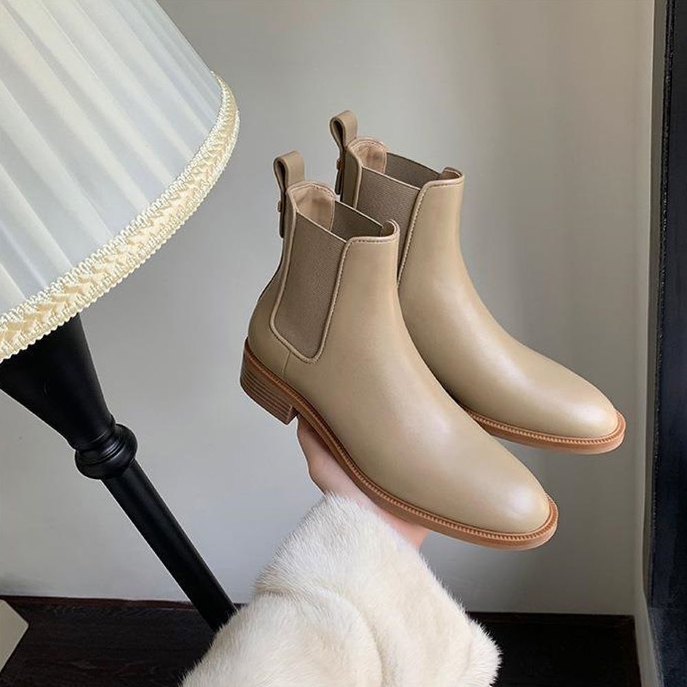 Genuine Leather Low Heel Boots