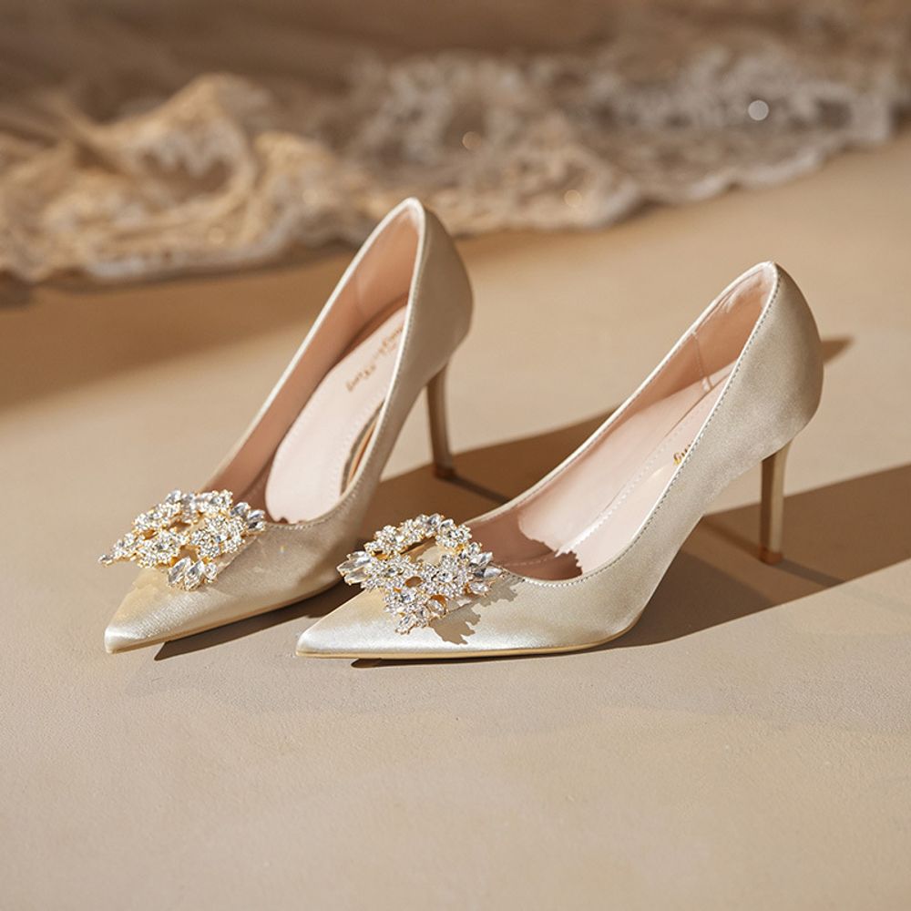 Diamond Square Buckle High Heels