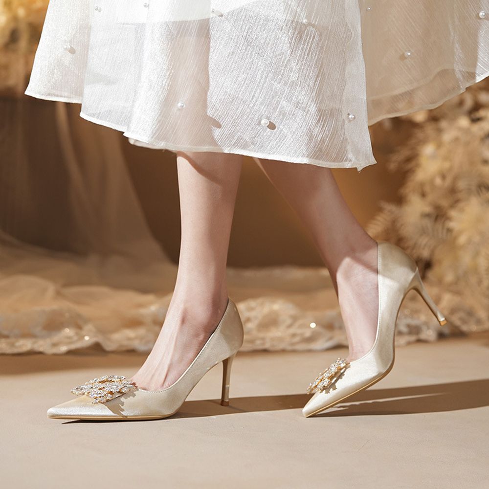 Diamond Square Buckle High Heels