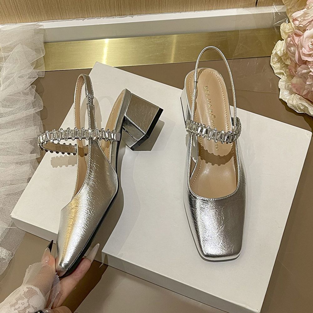 Rhinestone Chain Slingback Heel