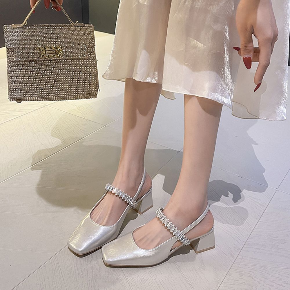 Rhinestone Chain Slingback Heel