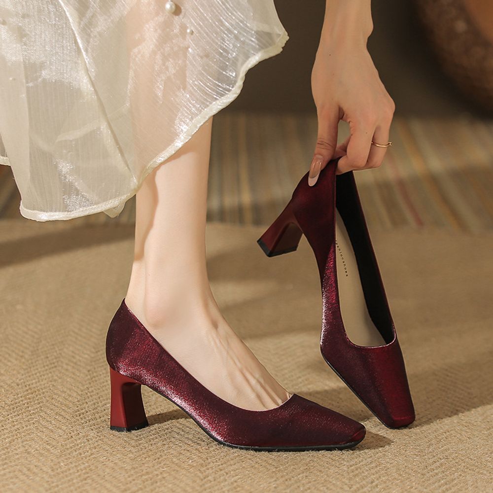 Square Head Satin top Heels