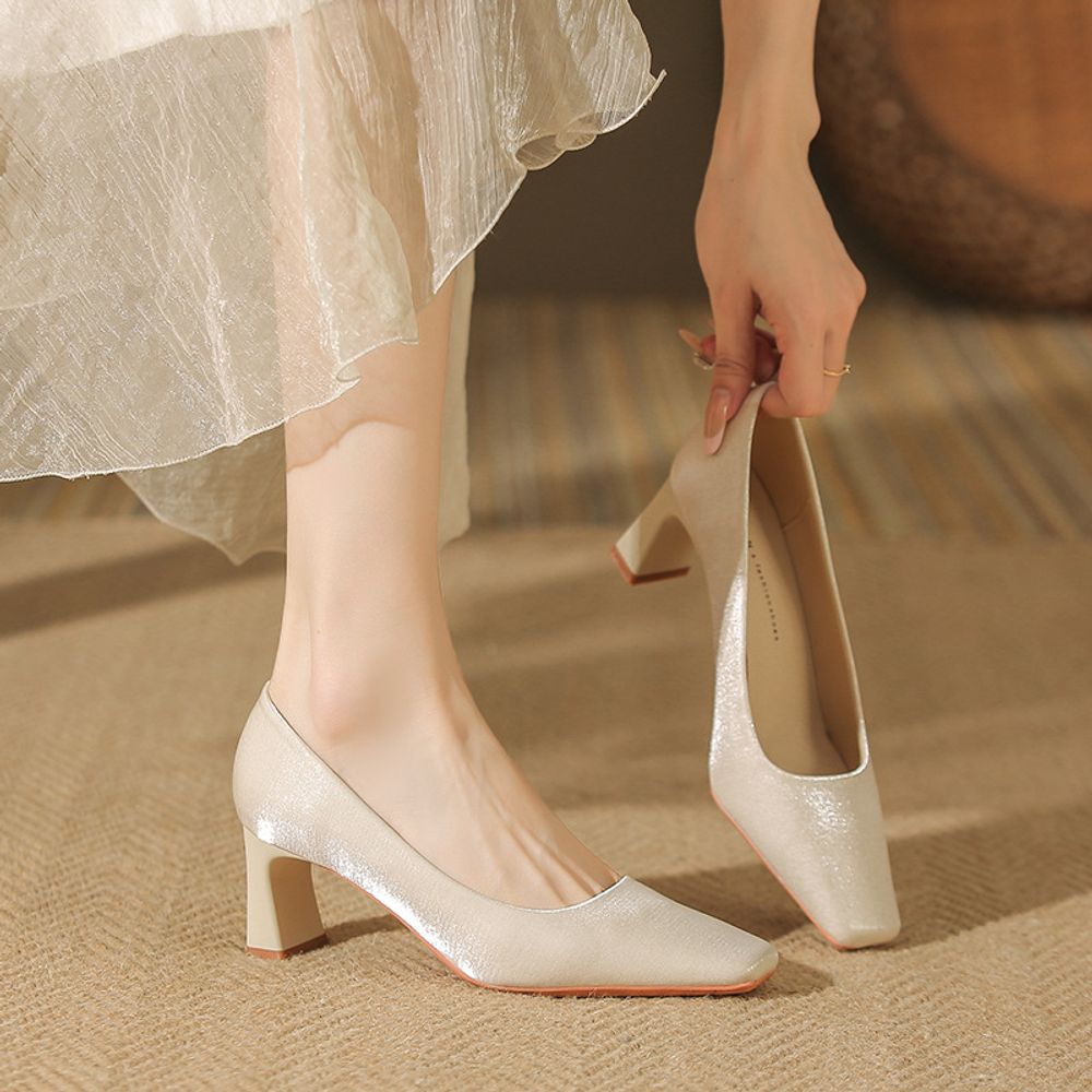 Square Head Satin top Heels