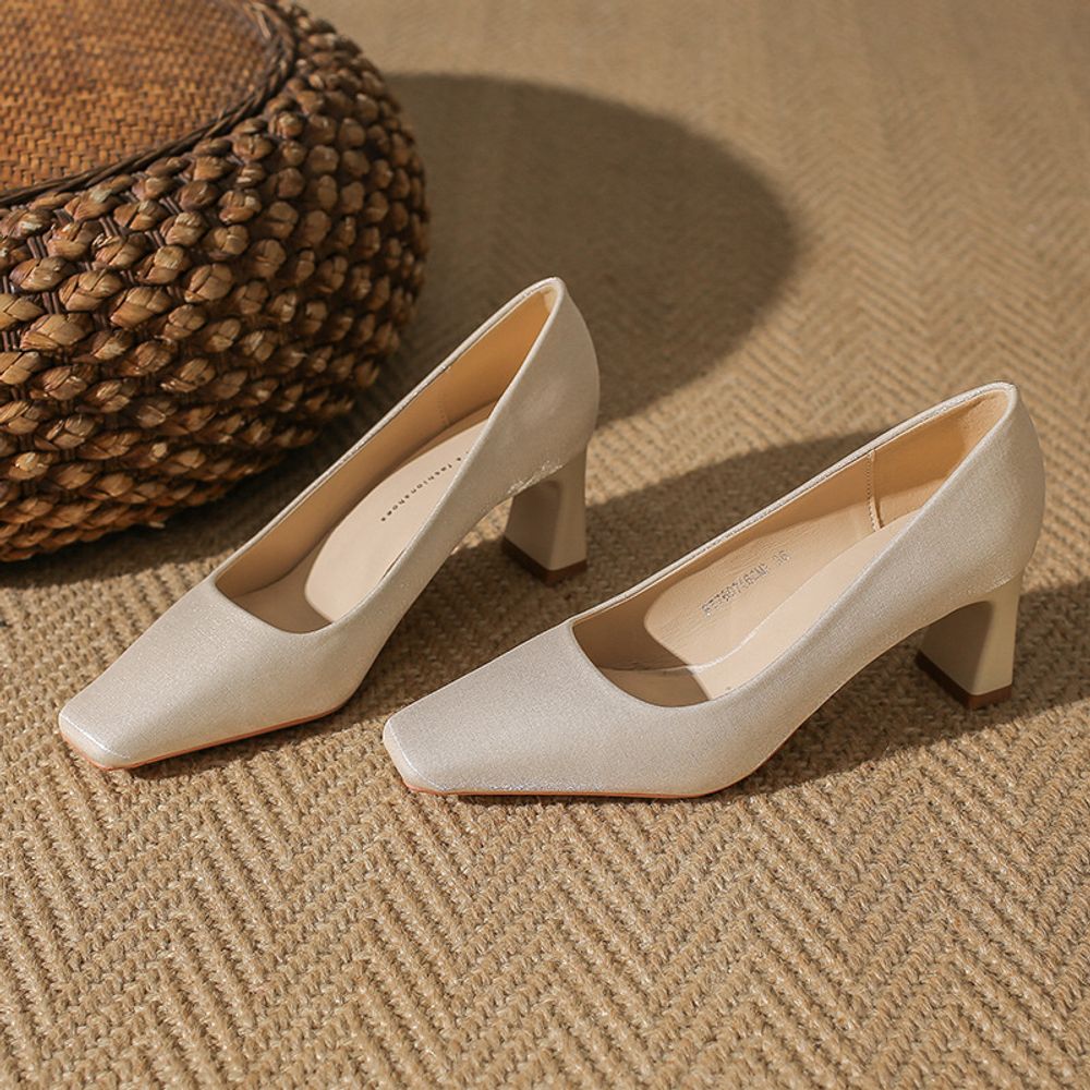 Square Head Satin top Heels