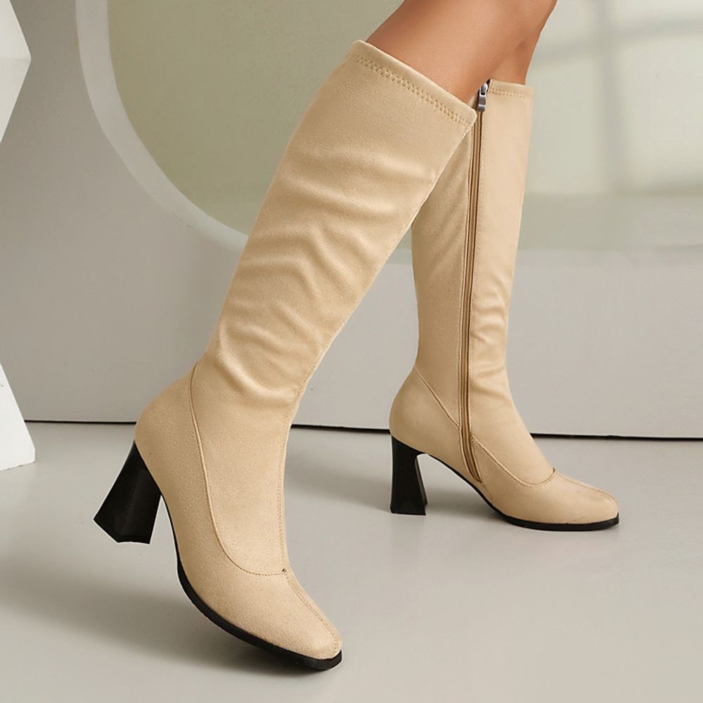 Knee High Square Head Boots