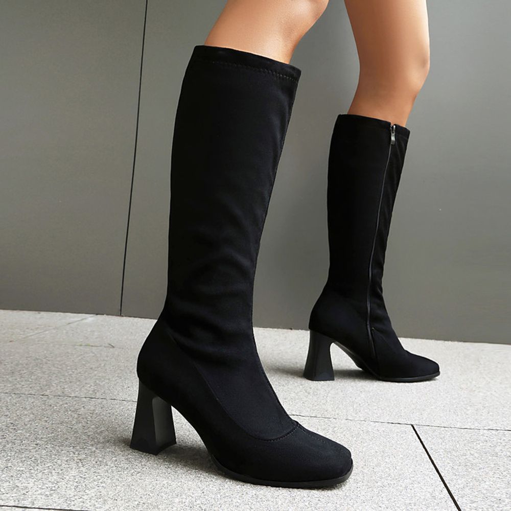 Knee High Square Head Boots