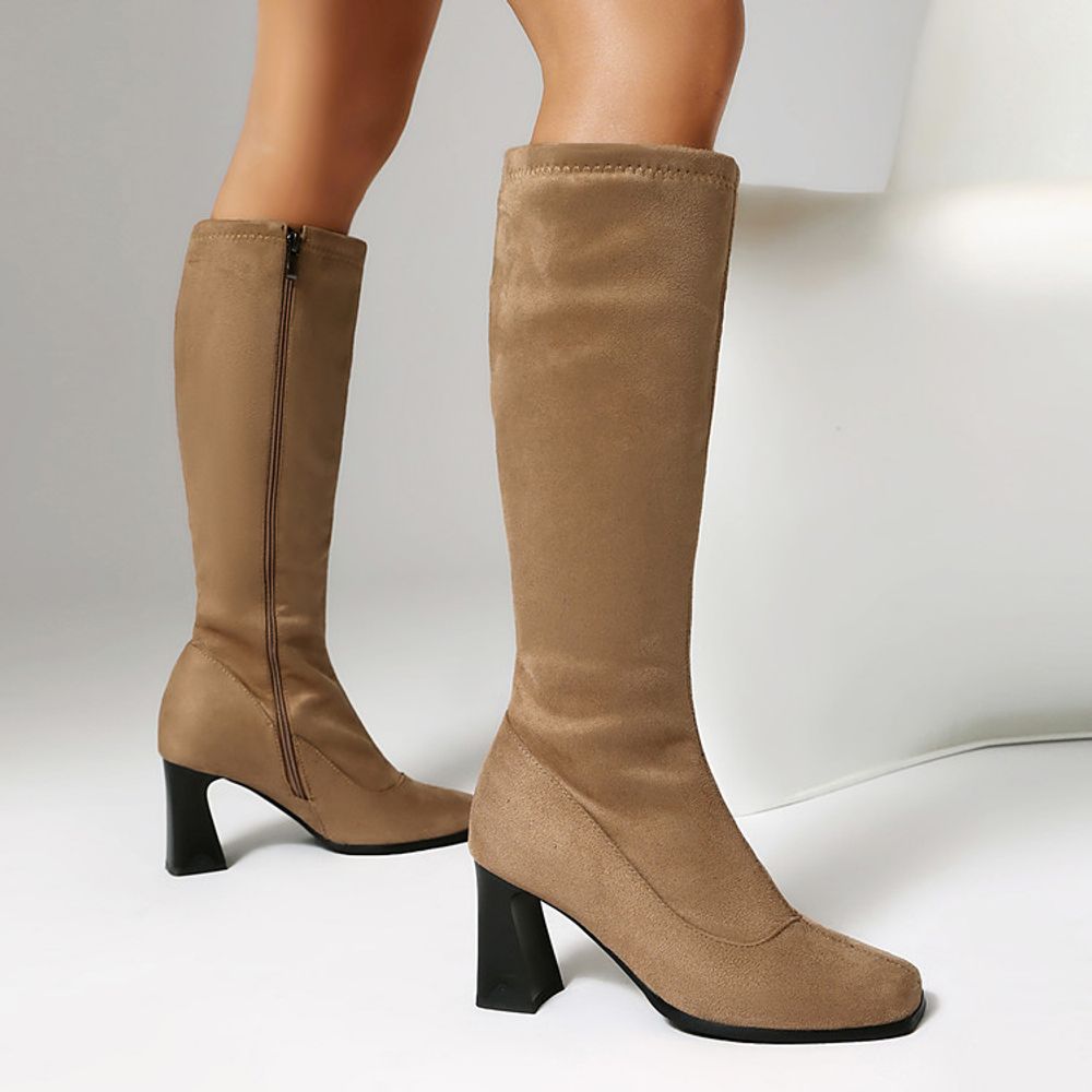 Knee High Square Head Boots