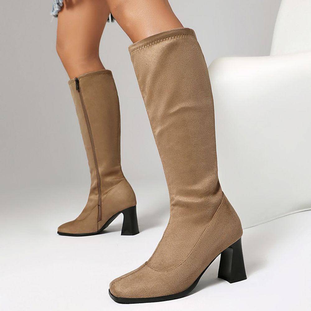 Knee High Square Head Boots