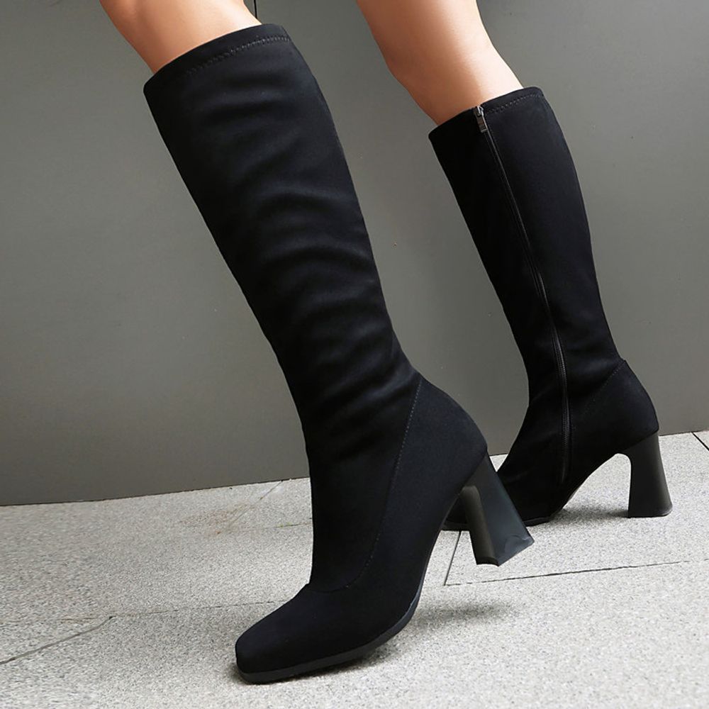 Knee High Square Head Boots
