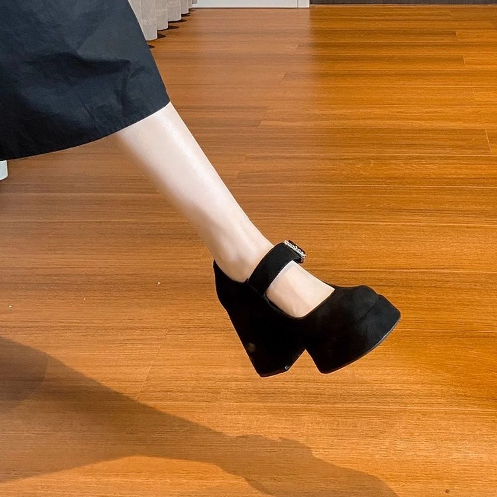 Sued Top Platform Mary Jane Shoes