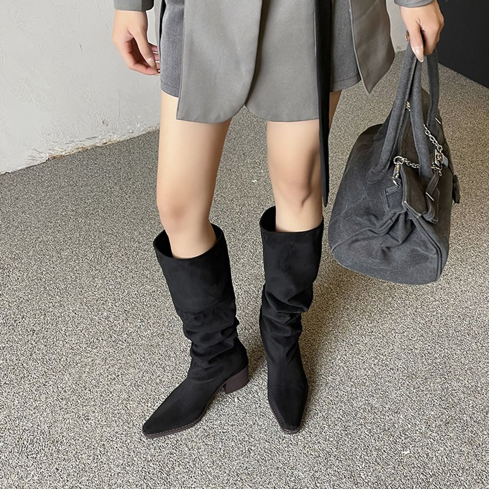 Thick Heel Knee High Boots