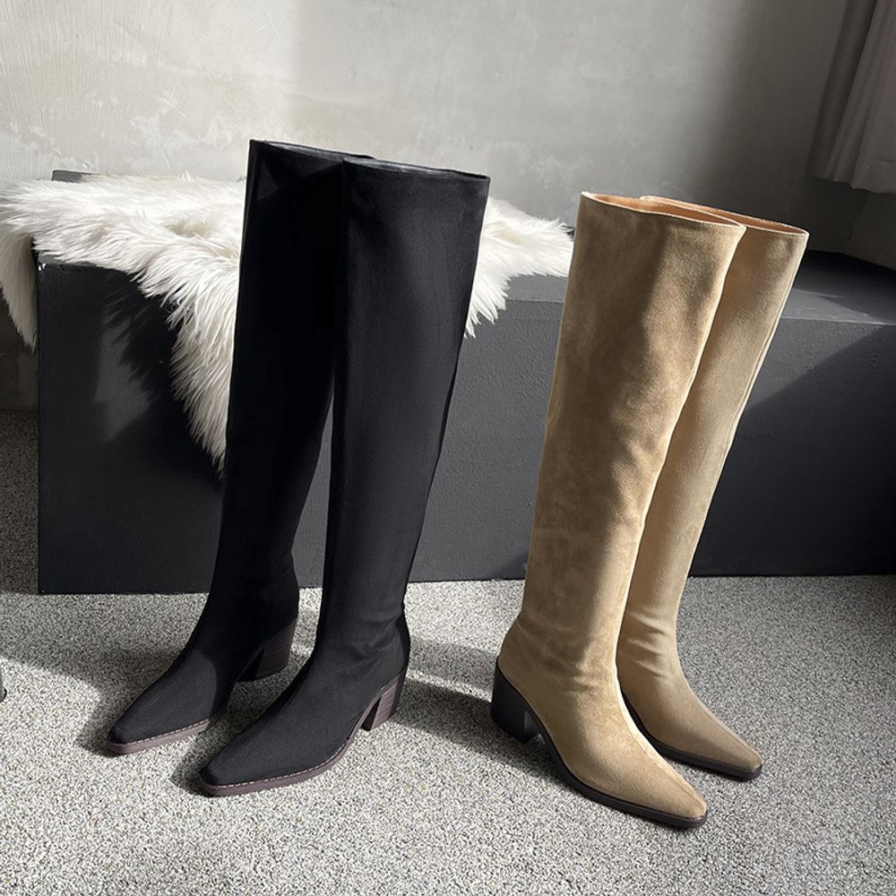 Thick Heel Knee High Boots