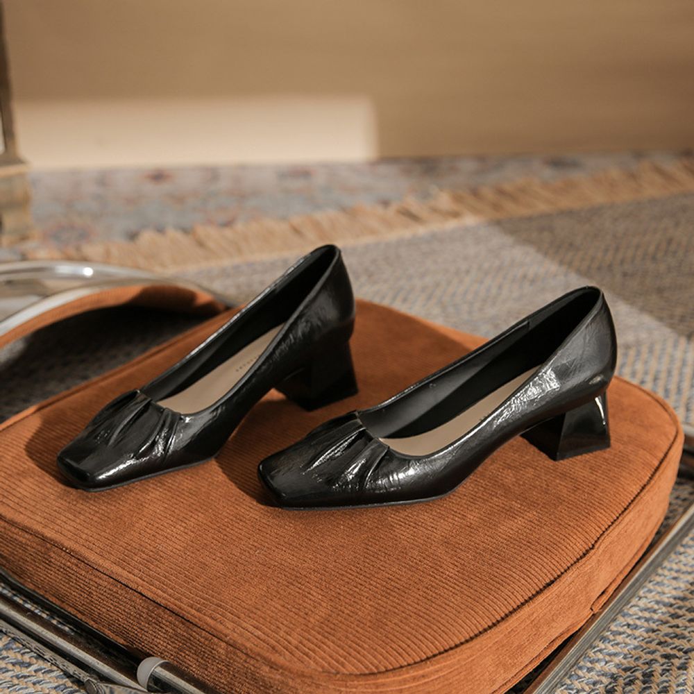 Square Head Thick Heel Shoes