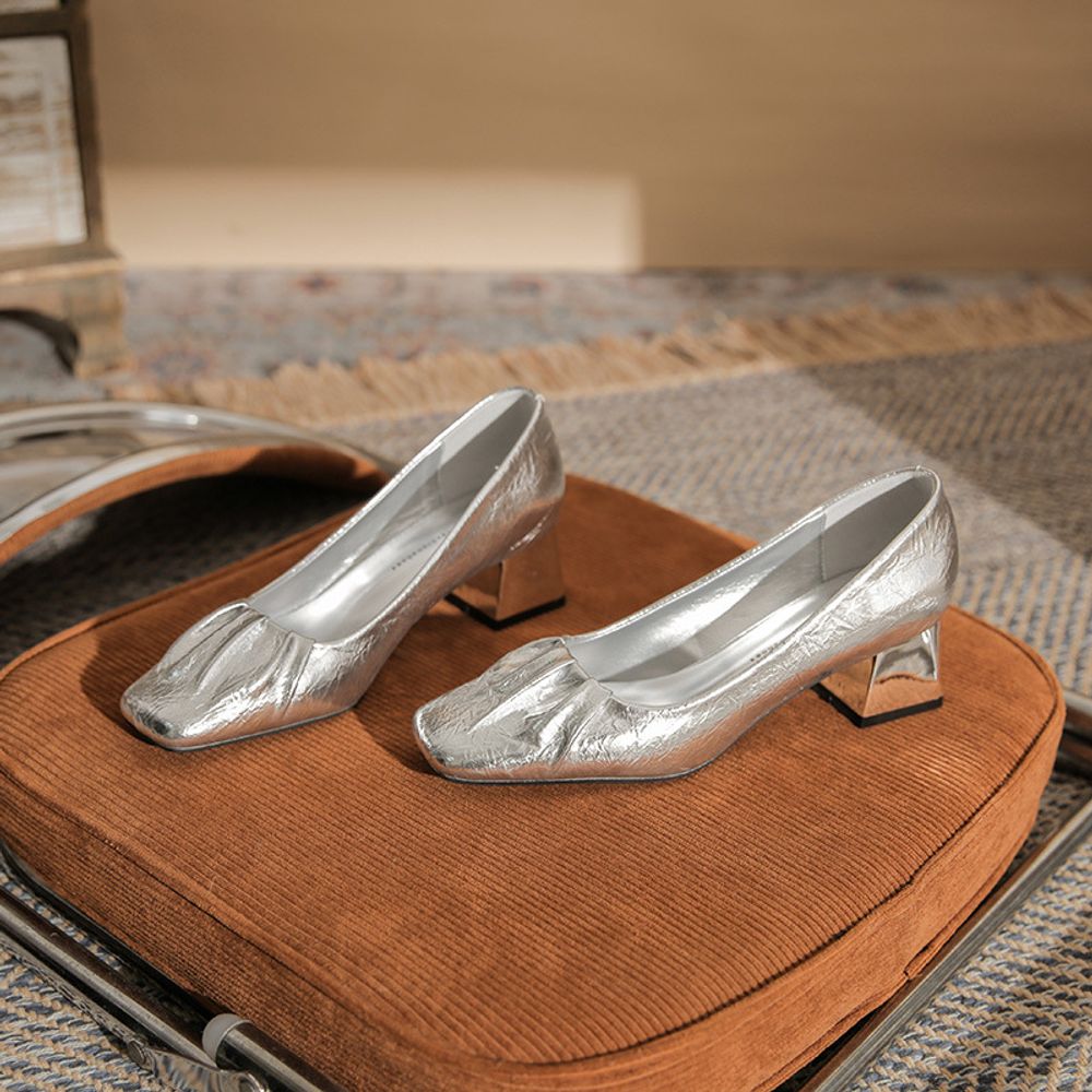 Square Head Thick Heel Shoes