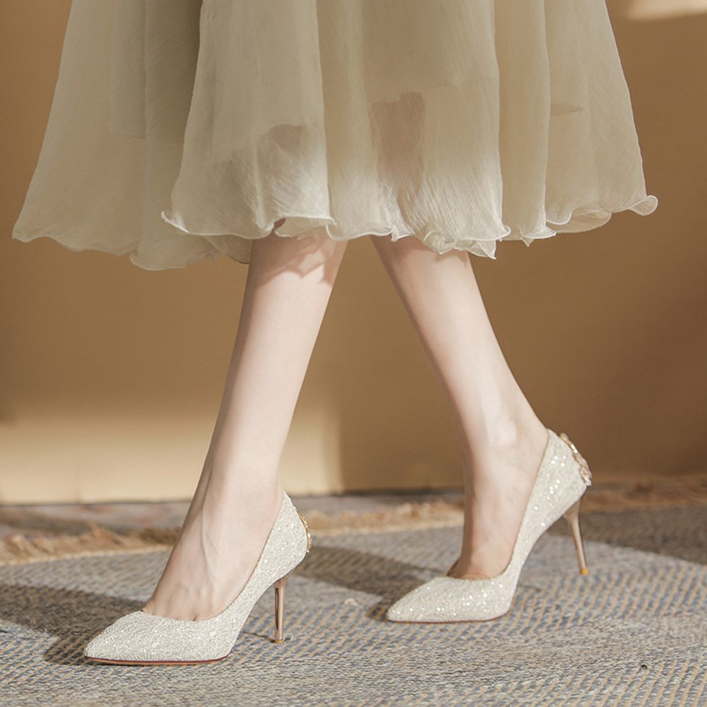 Rhinestone Back Pointed Heels