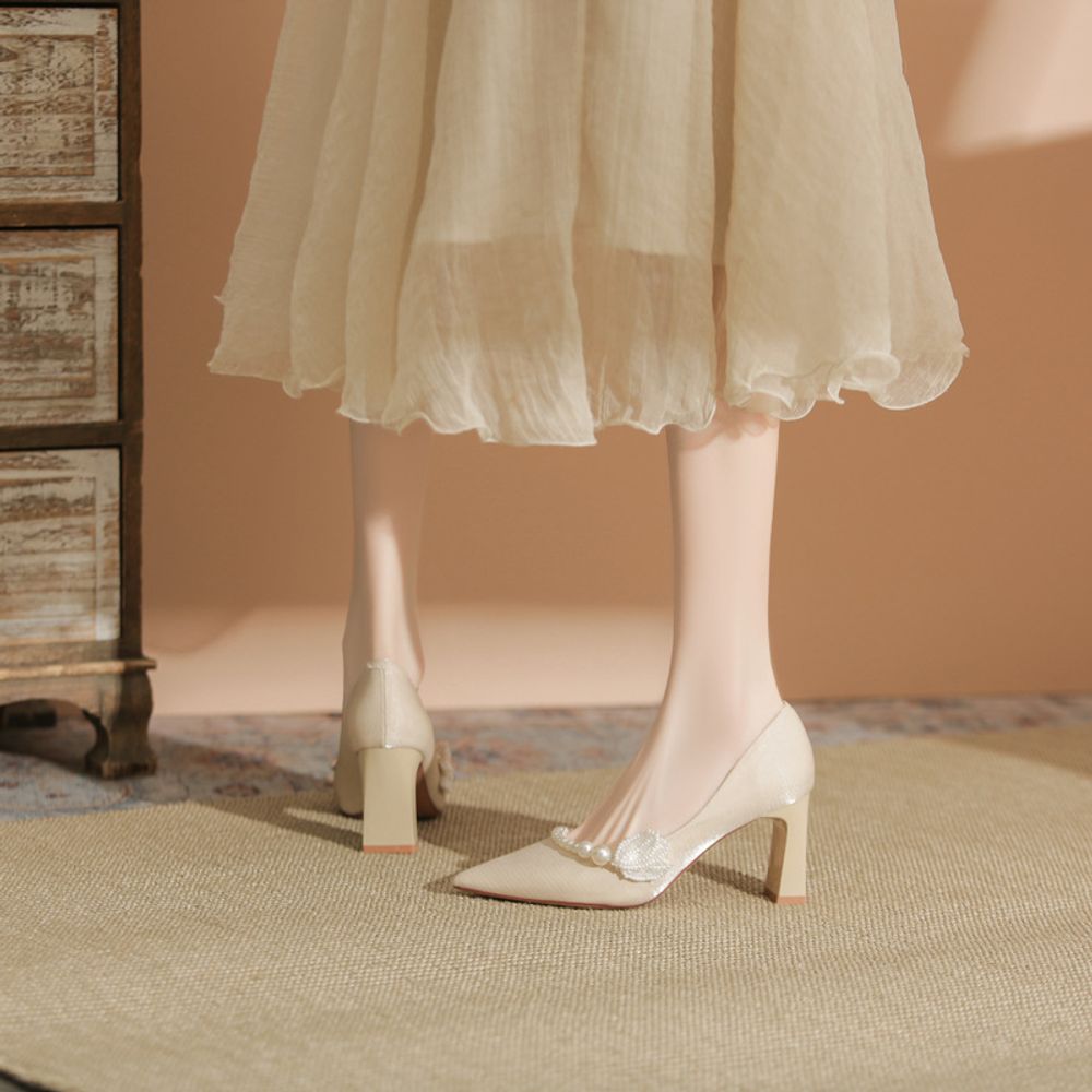 Bridesmaid Pearl Top Pointed Heels